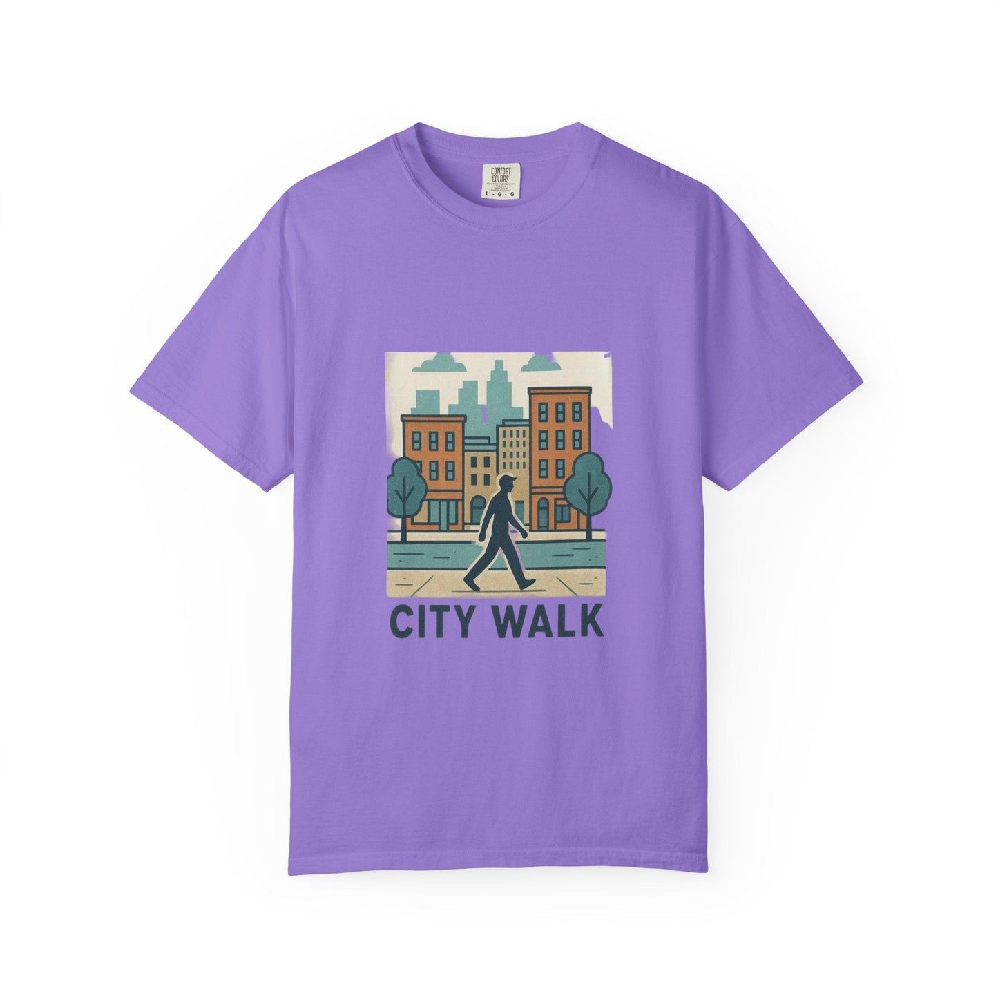 City Walk Unisex Garment-Dyed T-shirt, Urban Streetwear, Casual Fashion, Gift for City Lovers, Travel Enthusiast Apparel Printify