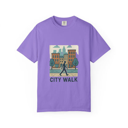 City Walk Unisex Garment-Dyed T-shirt, Urban Streetwear, Casual Fashion, Gift for City Lovers, Travel Enthusiast Apparel Printify
