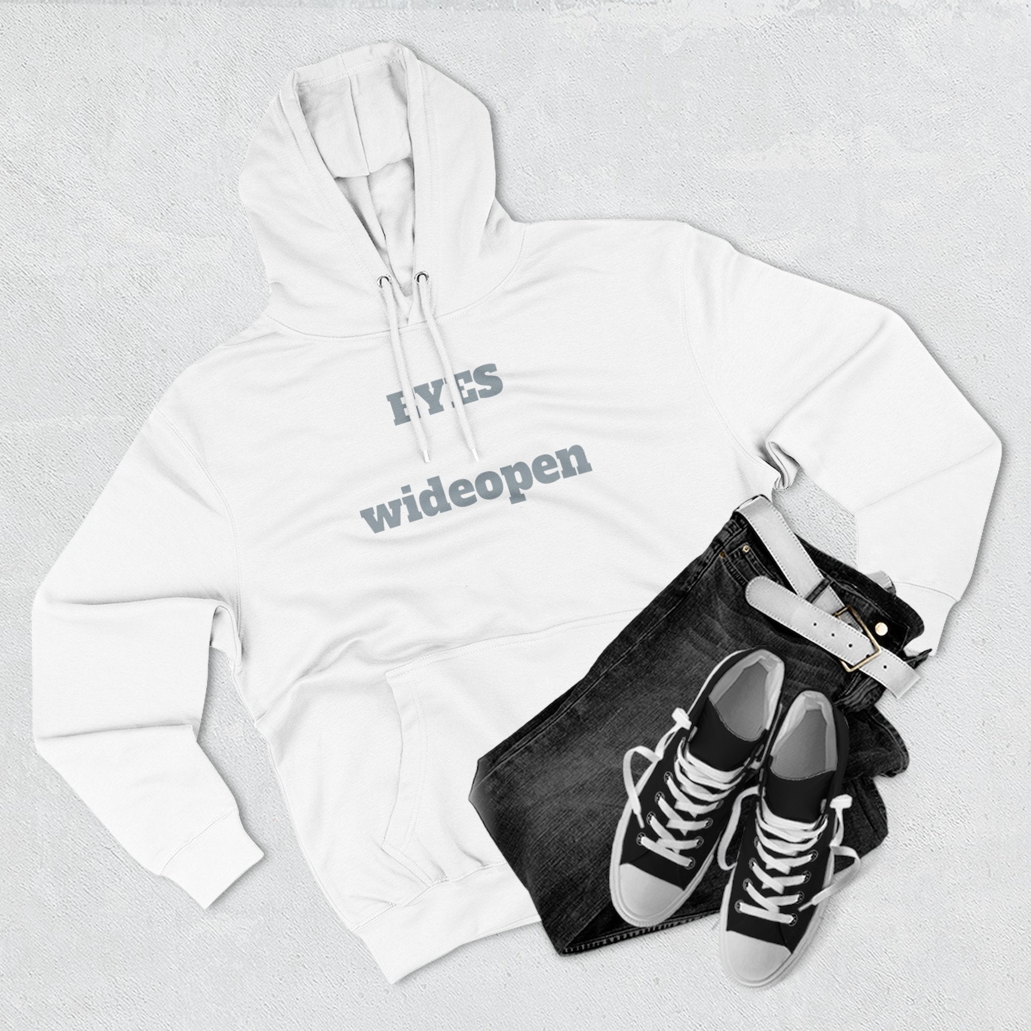 Fleece Hoodie, Cozy Warmth, Casual Style, Perfect for All Seasons, Gift for Friends, EYES wideopen Design