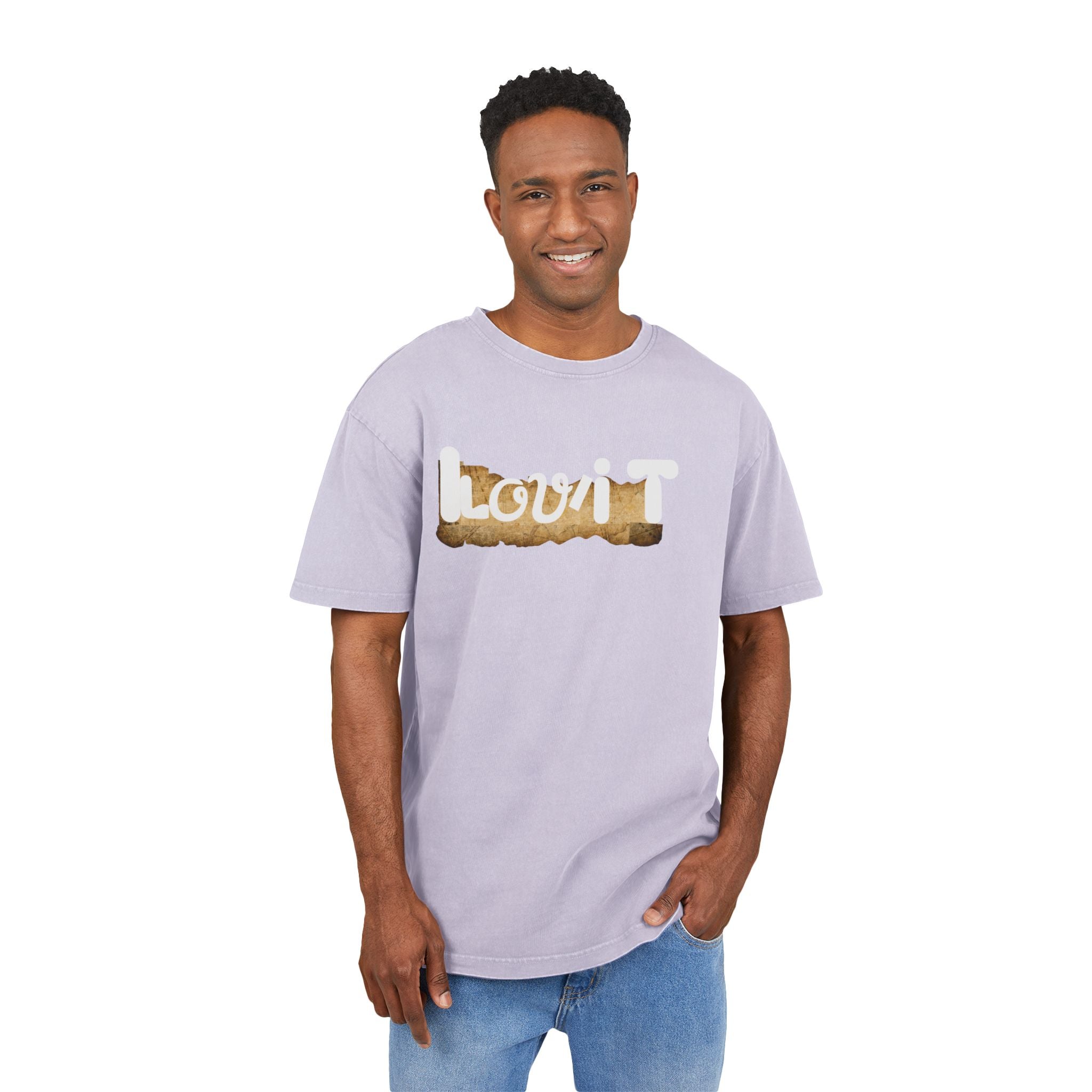 Oversize Tee Acid Washed Men's I Lov'iT Graphic T-Shirt