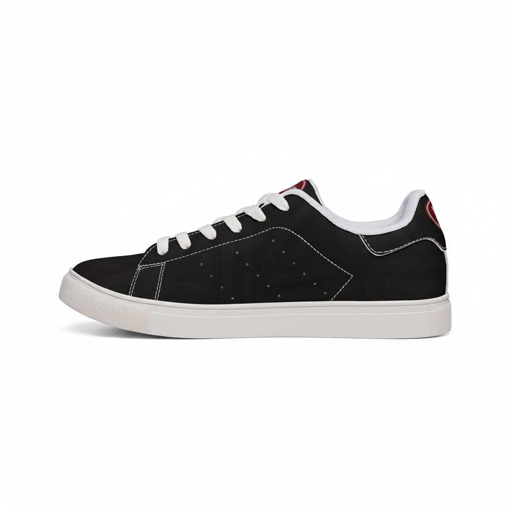 Men's Noir Low-Top Leather Sneakers — Classic Black Casual Trainers