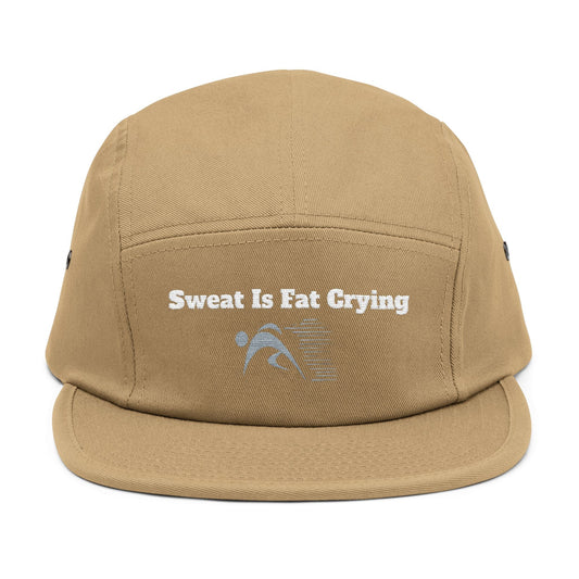 Motivational 5 Panel Cap | Sweat Is Fat Crying | Gym Wear, Sports Cap, Fitness Gift, Outdoor Hat, Workout Accessory Printify
