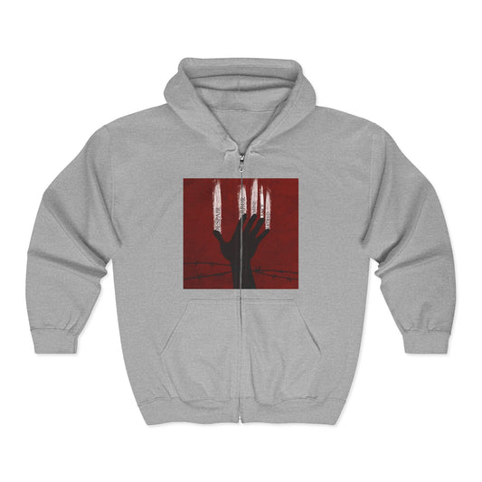 Unisex Zip Hoodie - Perfect for Spooky Season, Scary Movie Nights, Gift for Horror Fans, Unique Sweatshirt, Cozy Warmth Printify