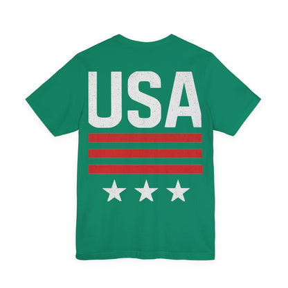 Patriotic USA Tee, Unisex Short Sleeve T-Shirt, July 4th Celebration Shirt, American Pride Apparel, Casual Summer Wear, Gift for Patriot