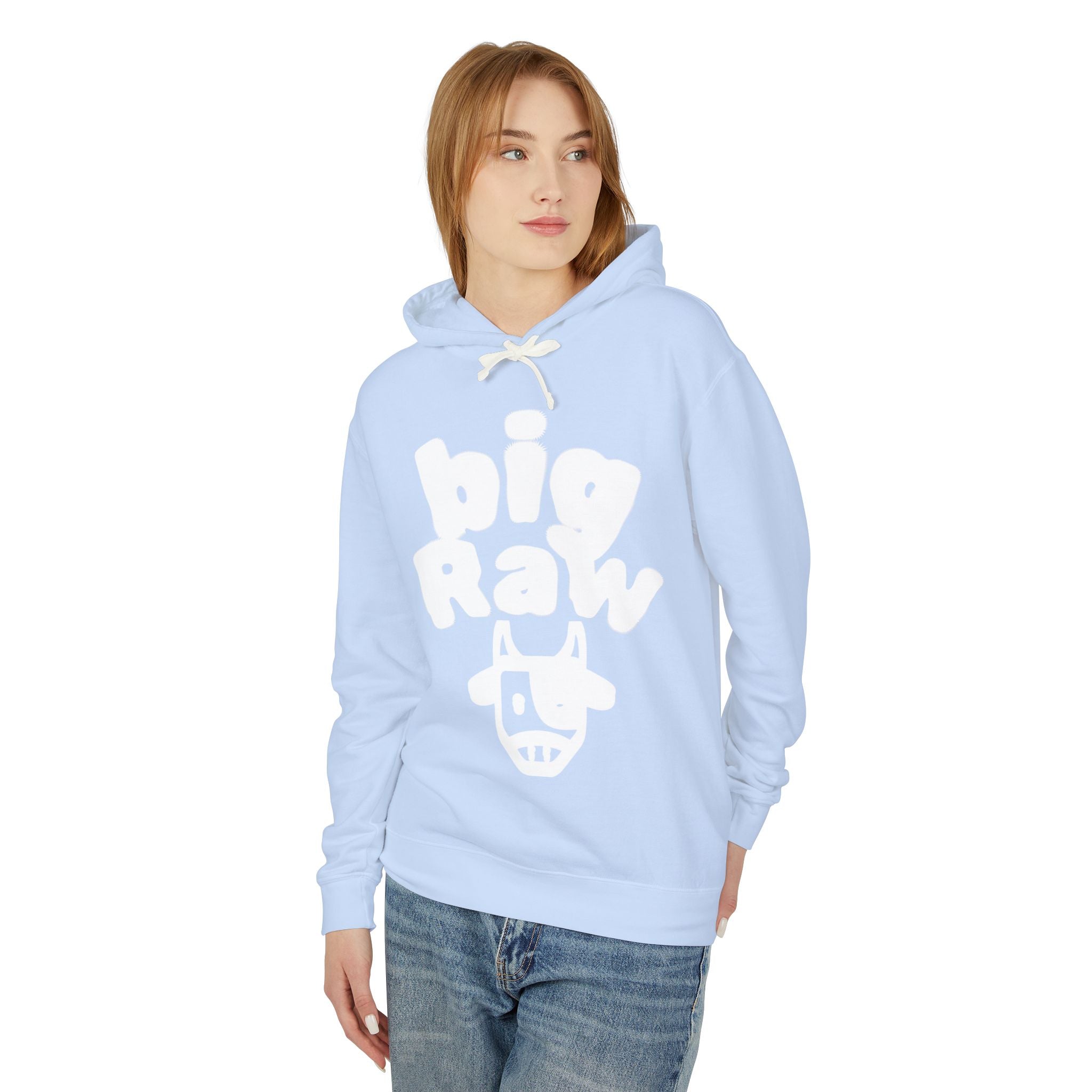 Big Raw Unisex Lightweight Hooded Sweatshirt - Cozy Casual Wear, Perfect for Everyday Use, Gift for Friends, Trendy Hoodie Printify