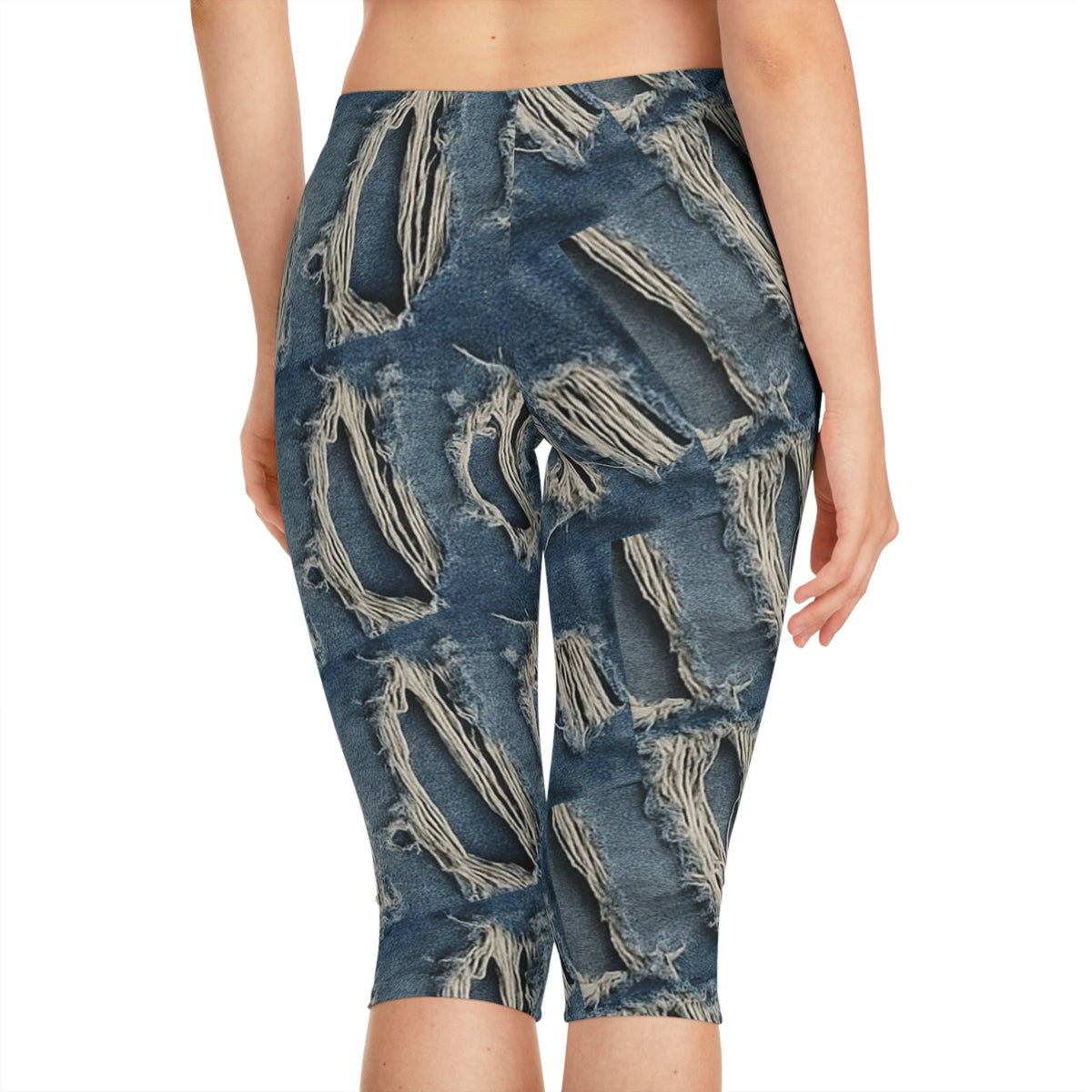 Trendy-Style Women's Capri Leggings, Casual Fashion, Workout Wear, Summer Style, Trendy Activewear Printify