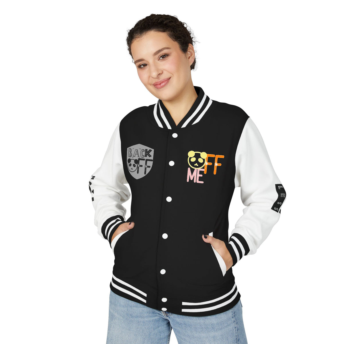Unisex Heavyweight Letterman Jacket - Fun Panda Graphic Design