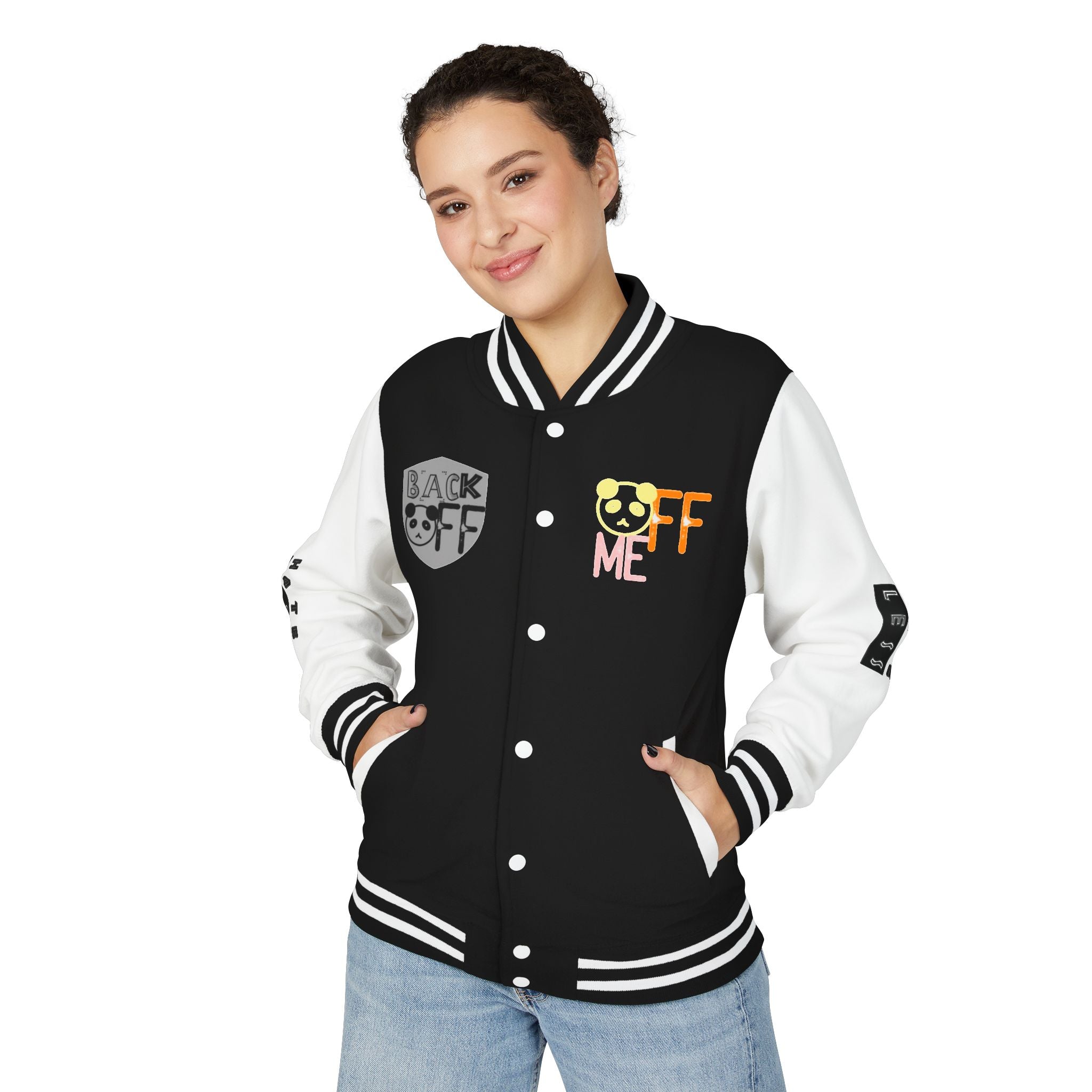 Unisex Heavyweight Letterman Jacket - Fun Panda Graphic Design