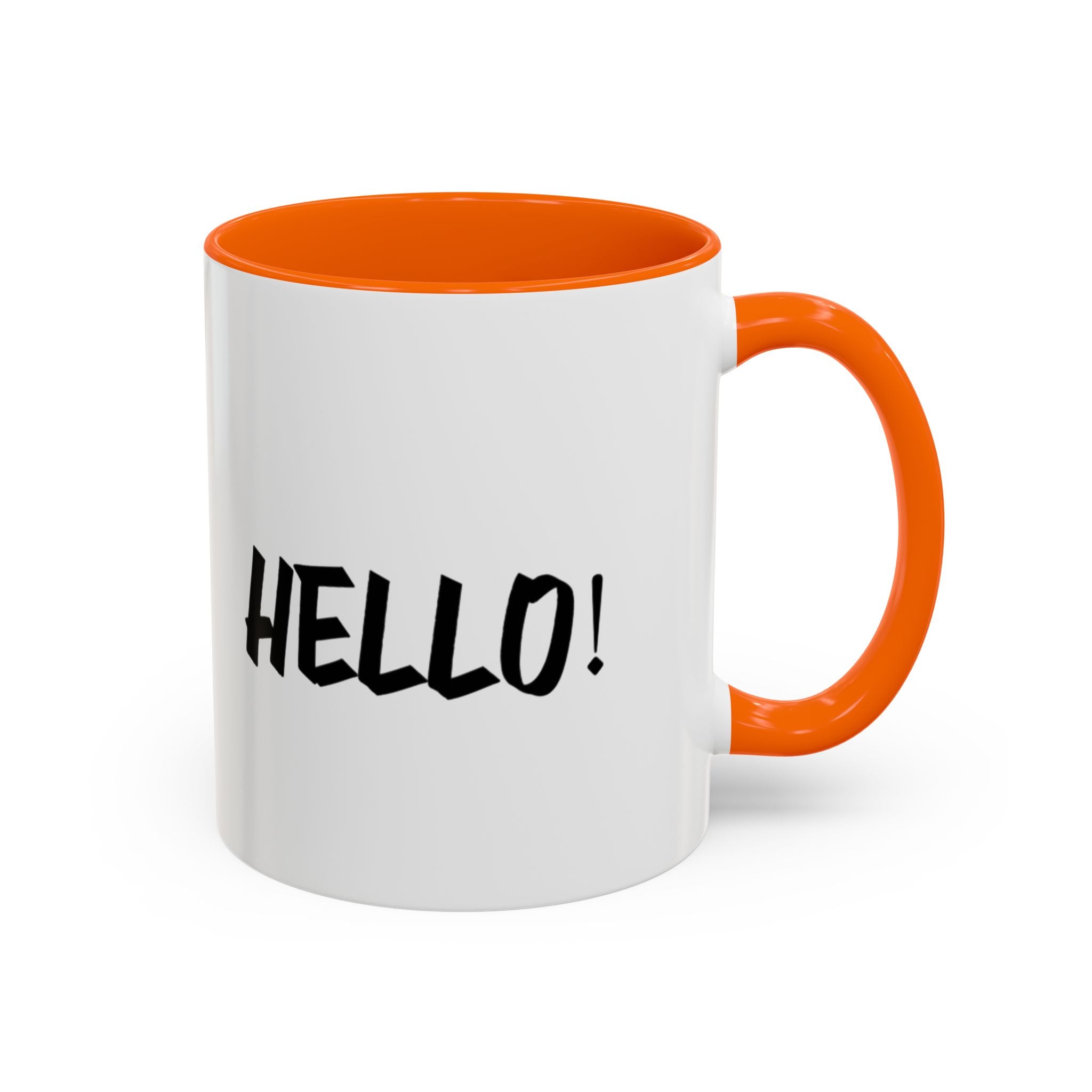 Hello! Accent Coffee Mug - Stylish 11oz & 15oz Black Handle Cup for Coffee Lovers