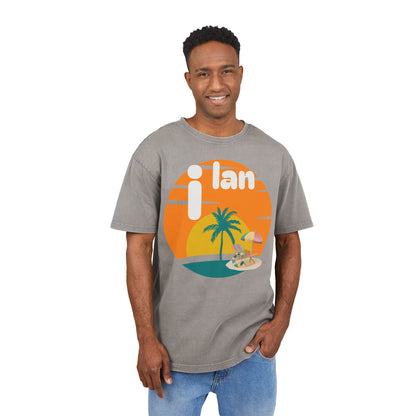 Oversize Tee Acid Washed Men's Graphic T-Shirt 'i lan'
