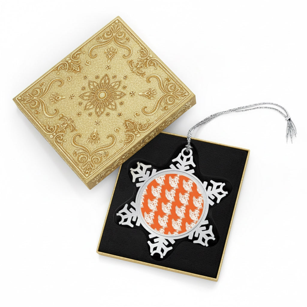 Pewter Snowflake Ornament - Hello Santa Design Printify