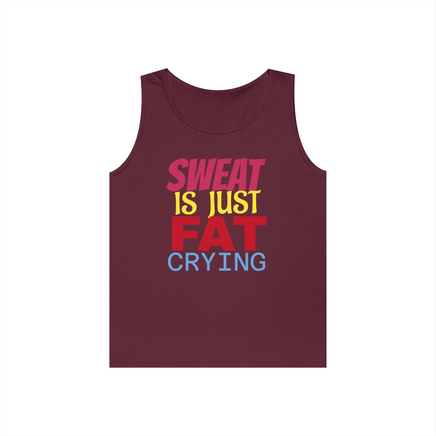 Sweat is Just Fat Crying Tank Top, Motivational Gym Shirt, Fitness Apparel, Unisex Workout Top, Summer Activewear, Gift for Fitness [...] Printify