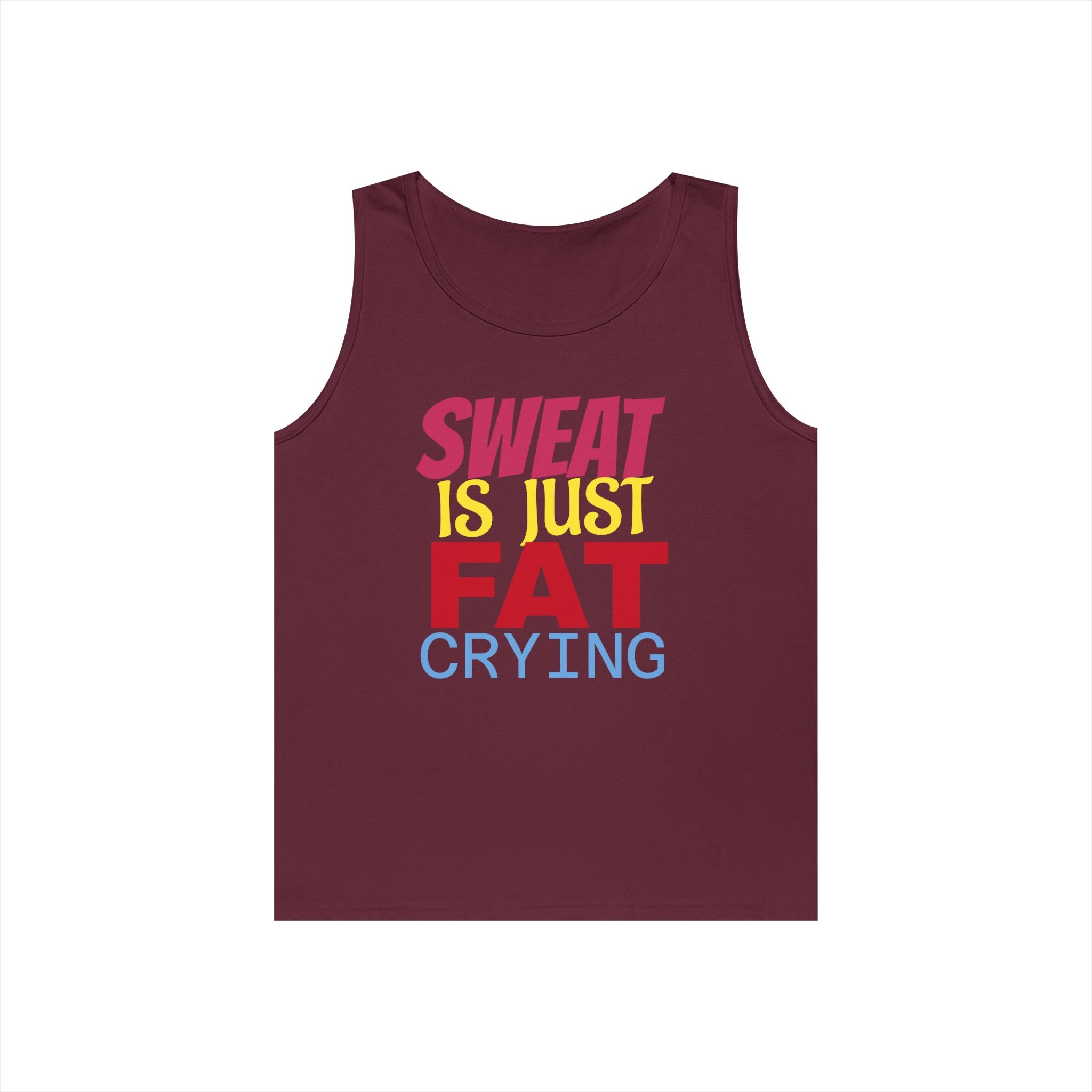 Sweat is Just Fat Crying Tank Top, Motivational Gym Shirt, Fitness Apparel, Unisex Workout Top, Summer Activewear, Gift for Fitness [...] Printify