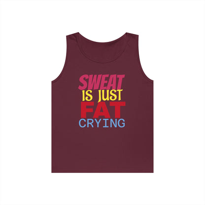 Sweat is Just Fat Crying Tank Top, Motivational Gym Shirt, Fitness Apparel, Unisex Workout Top, Summer Activewear, Gift for Fitness [...] Printify