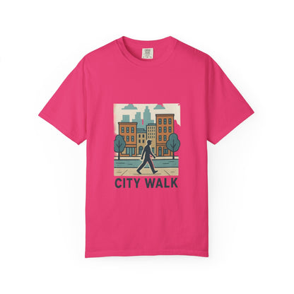 City Walk Unisex Garment-Dyed T-shirt, Urban Streetwear, Casual Fashion, Gift for City Lovers, Travel Enthusiast Apparel Printify