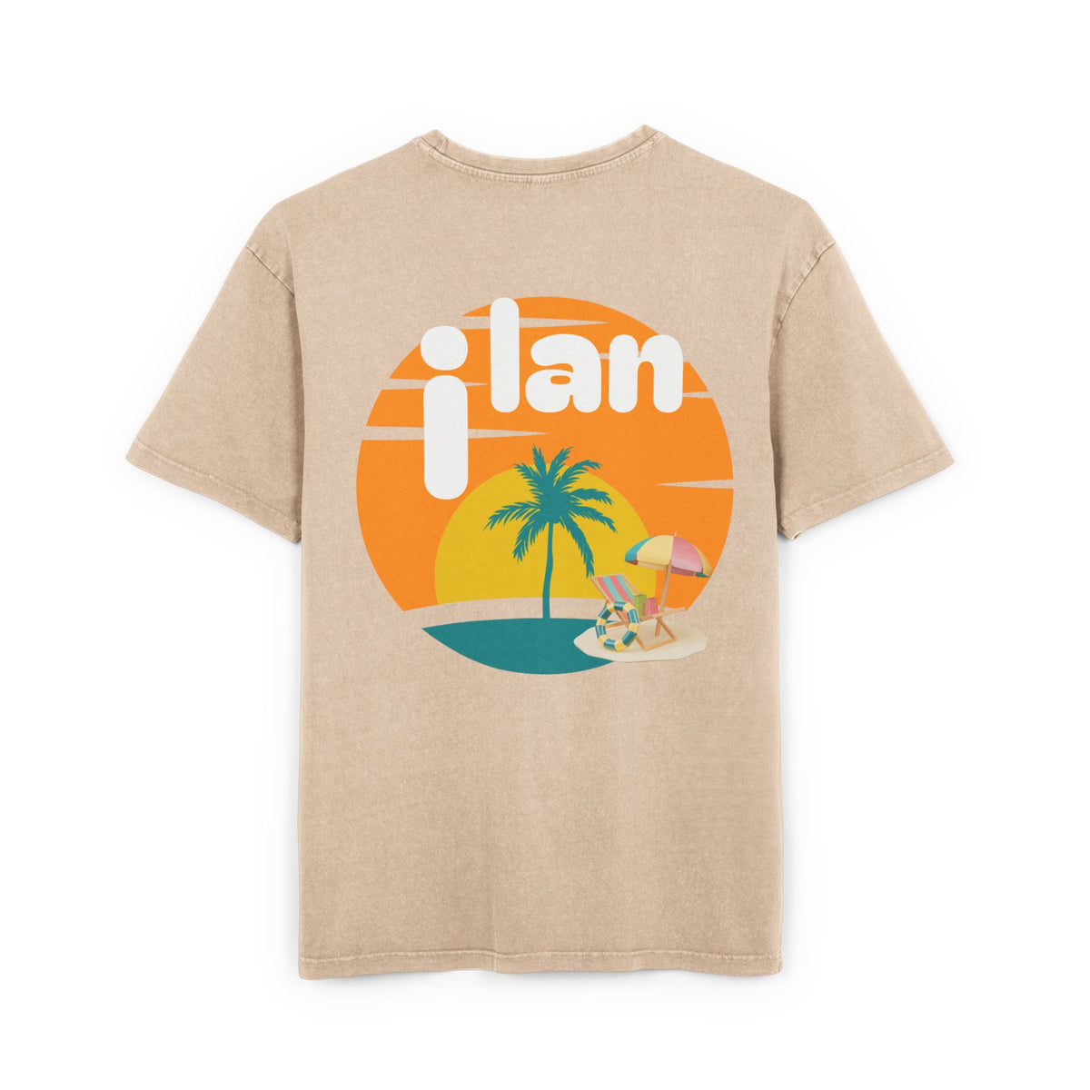 Oversize Tee Acid Washed Men's Graphic T-Shirt 'i lan'