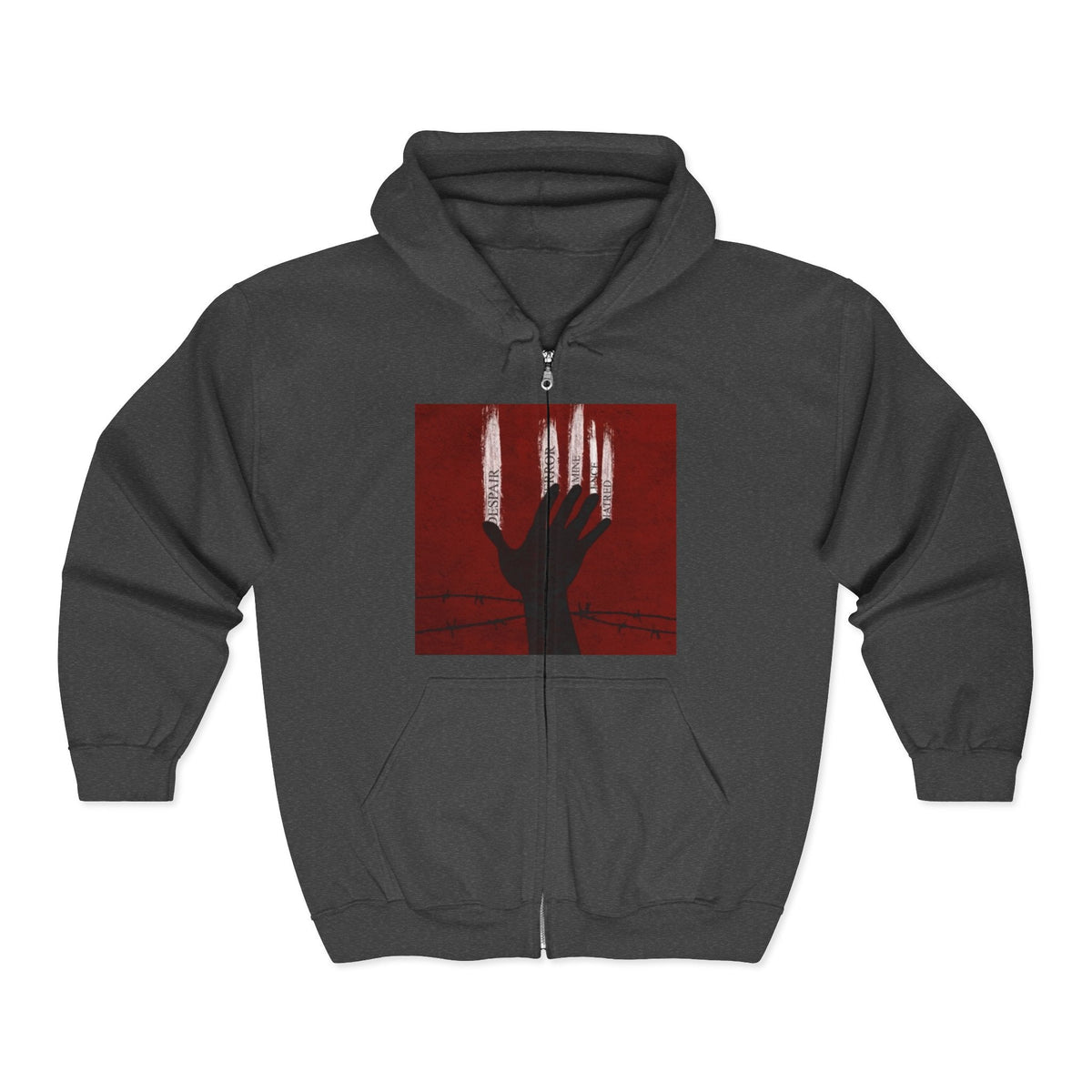 Unisex Zip Hoodie - Perfect for Spooky Season, Scary Movie Nights, Gift for Horror Fans, Unique Sweatshirt, Cozy Warmth Printify