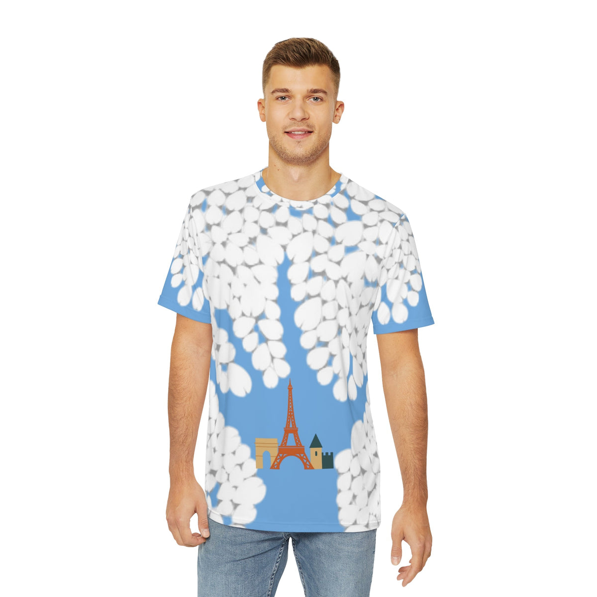 Parisian Spring Men's Tee, Floral Print Tee, Travel Shirt, Casual Wear, Unique Gift, Everyday Style Printify