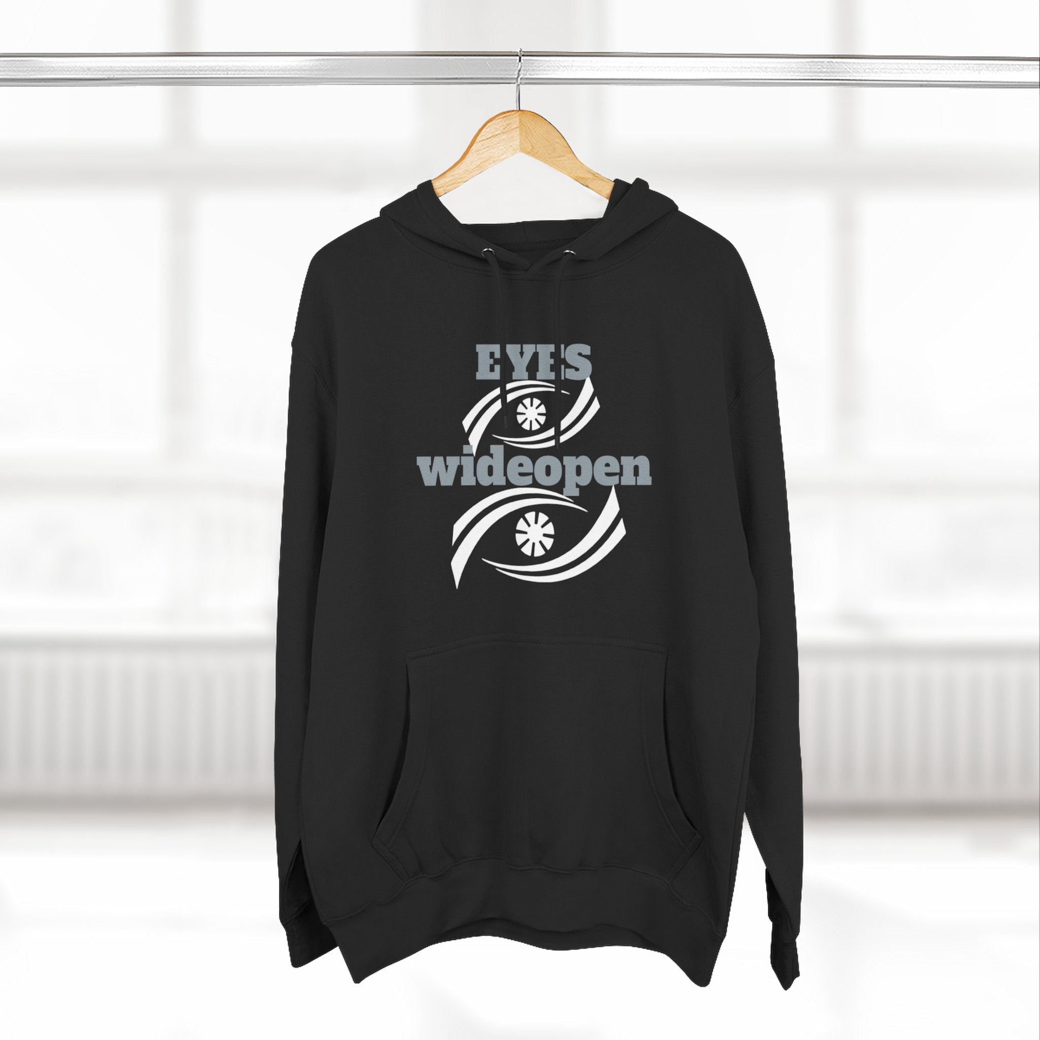 Fleece Hoodie, Cozy Warmth, Casual Style, Perfect for All Seasons, Gift for Friends, EYES wideopen Design
