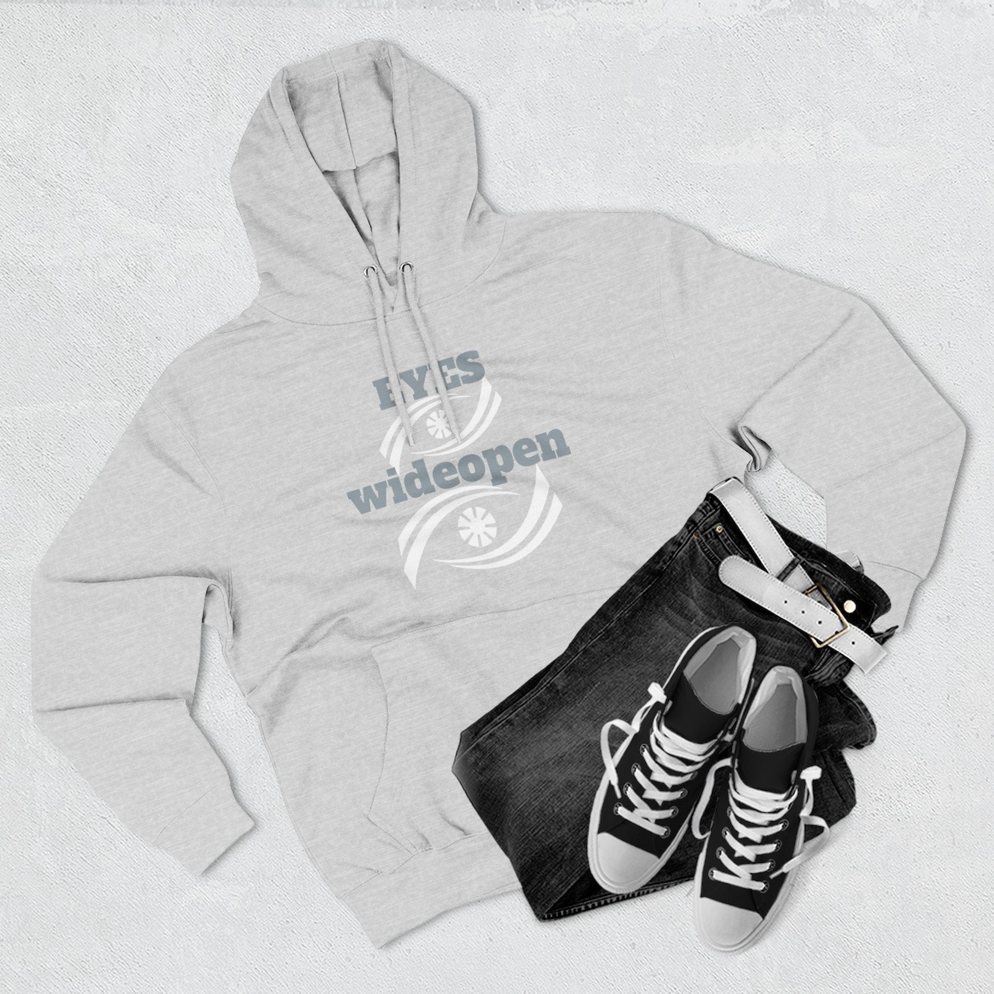 Fleece Hoodie, Cozy Warmth, Casual Style, Perfect for All Seasons, Gift for Friends, EYES wideopen Design