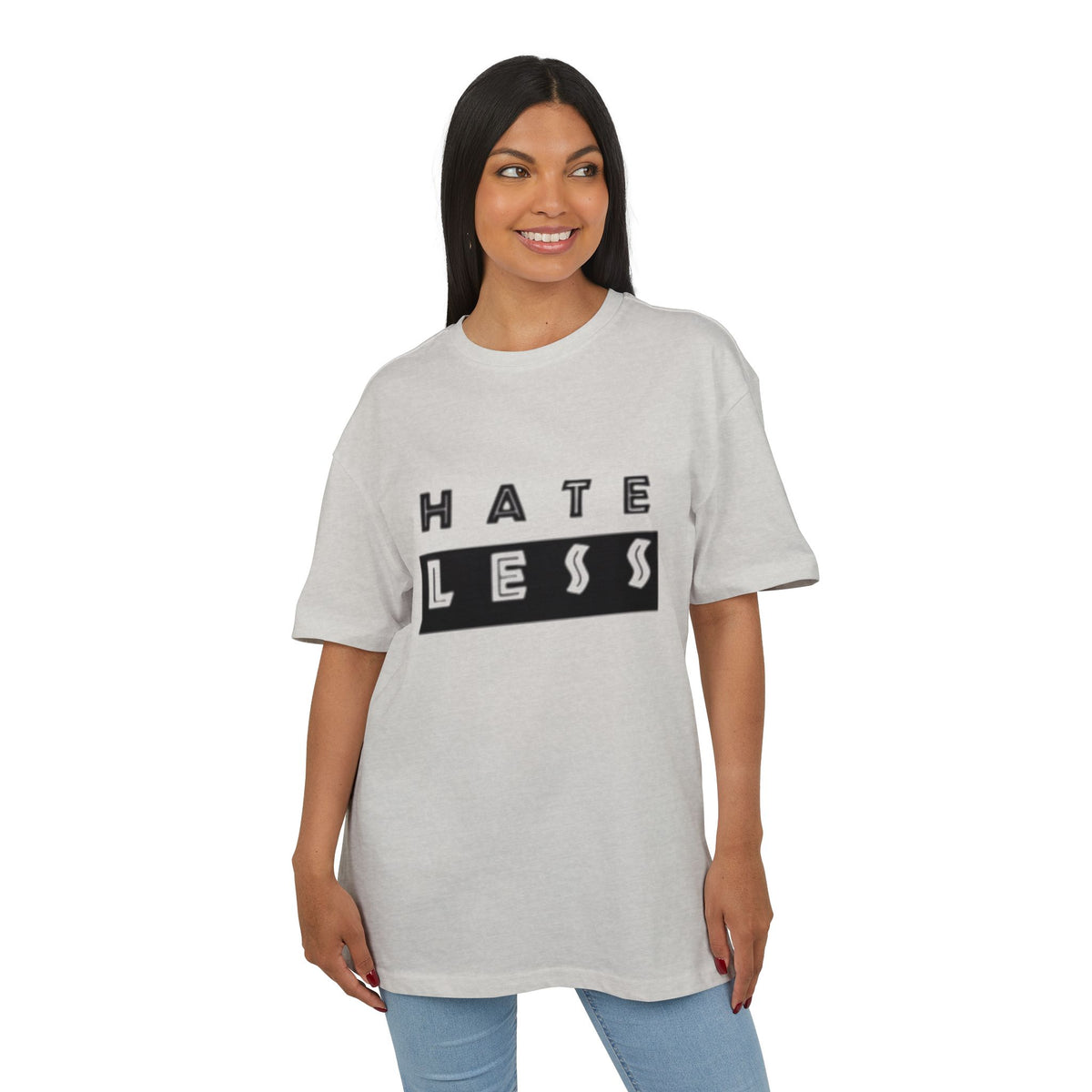 Hate Less Unisex Heavy Oversize Tee - Casual Statement Shirt for Positive Vibes