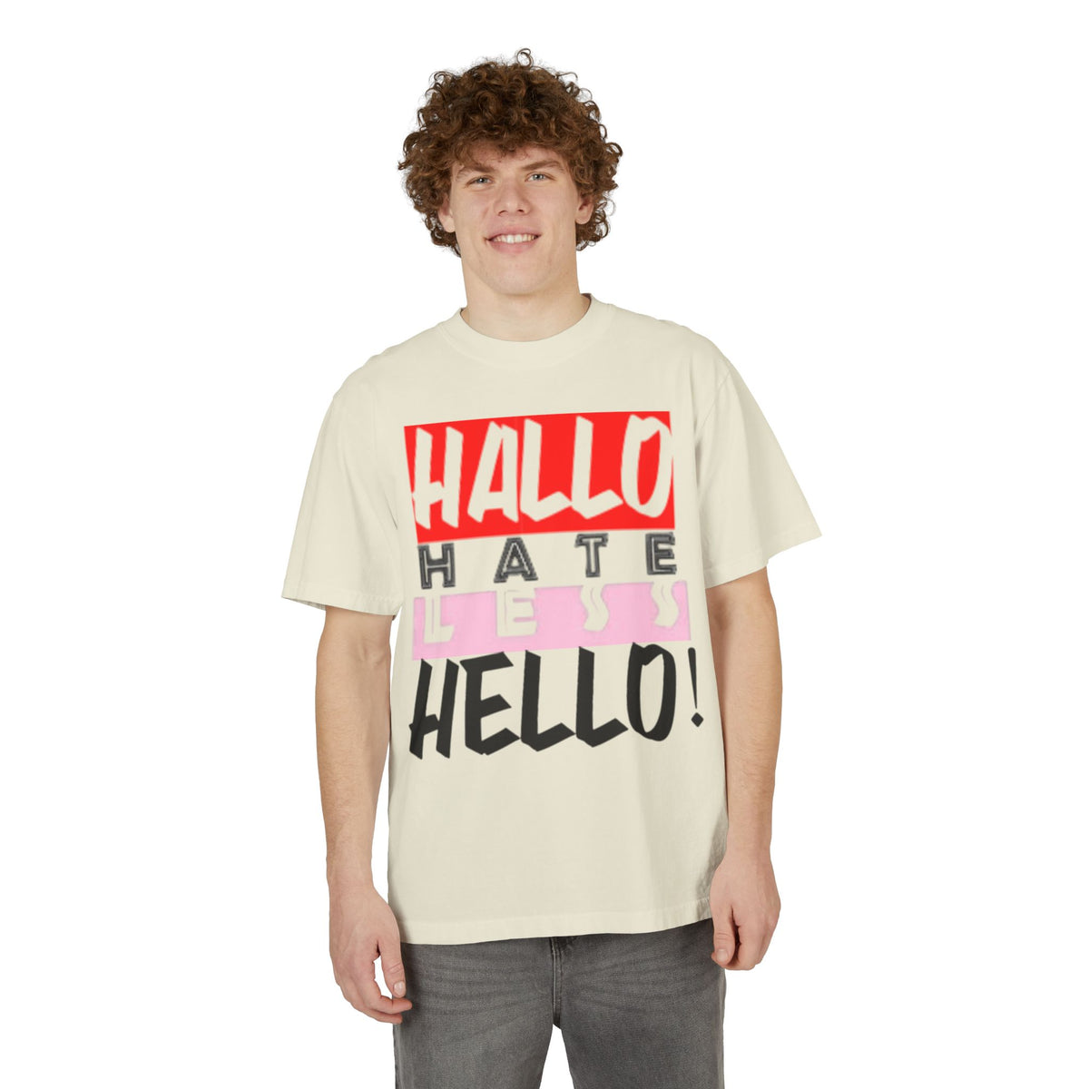 Hate Less Unisex Drop-Shoulder T-Shirt - Trendy Casual Wear