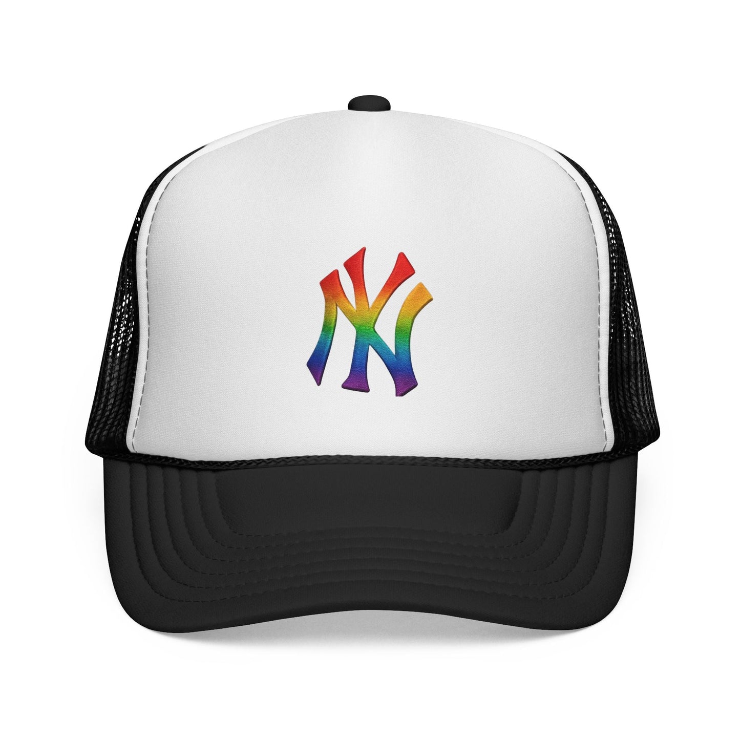 Rainbow Pride Trucker Cap - Celebratory Hat for Festivals, LGBTQ+ Events, Casual Wear, Summer Outings, Unisex Gift Printify