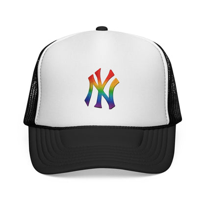 Rainbow Pride Trucker Cap - Celebratory Hat for Festivals, LGBTQ+ Events, Casual Wear, Summer Outings, Unisex Gift Printify