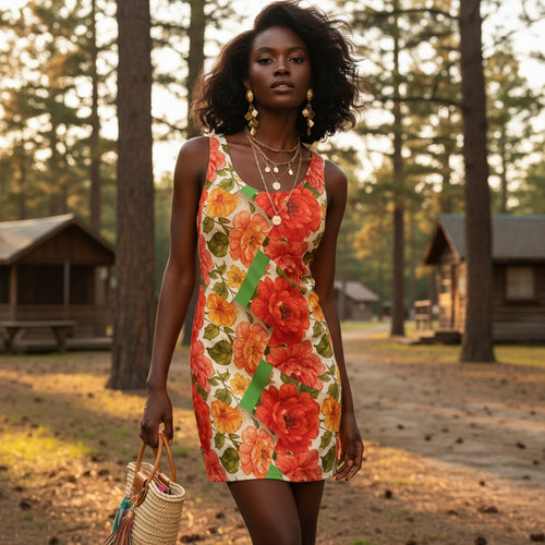 Floral Summer Racerback Dress, Women's Summer Dress, Bohemian Dress, Beachwear, Floral Print Dress, Casual Dress, Outdoor Dress Printify