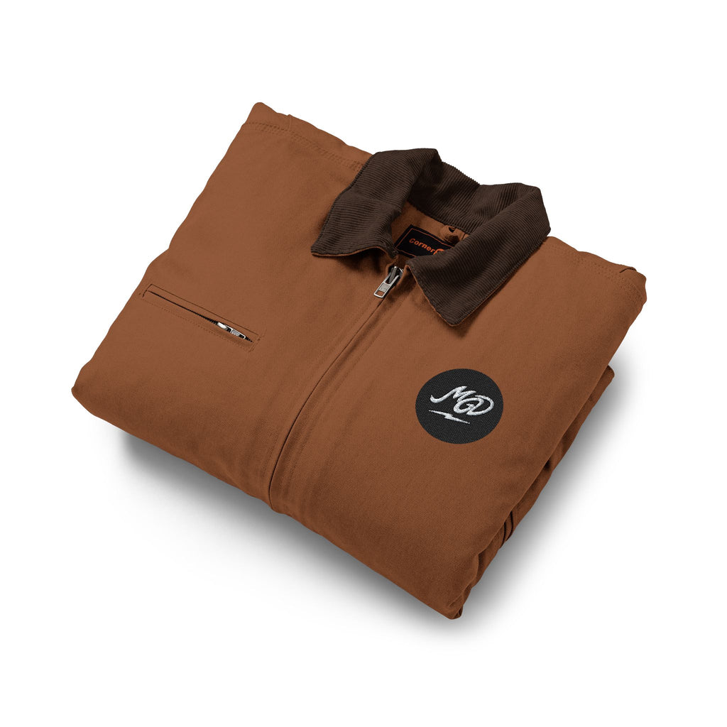 Embroidered Work Jacket - Durable Duck Cloth Utility Jacket with Chest Logo