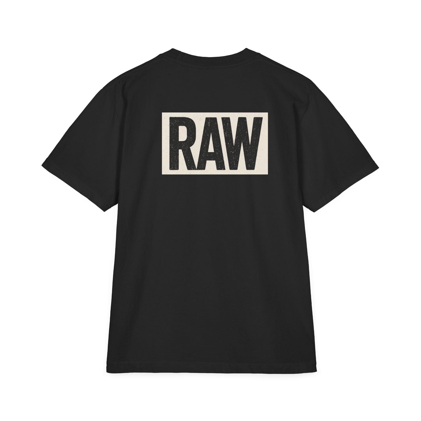 Stylish Unisex Graphic T-Shirt with 'RAW' Print, Casual Streetwear, Everyday Wear, Gift for Friends, Fashionable Basics Printify