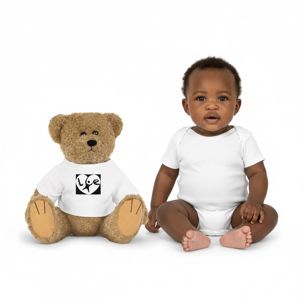 Adorable Love Bear Plush Toy in T-Shirt - Perfect Gift for Kids Printify