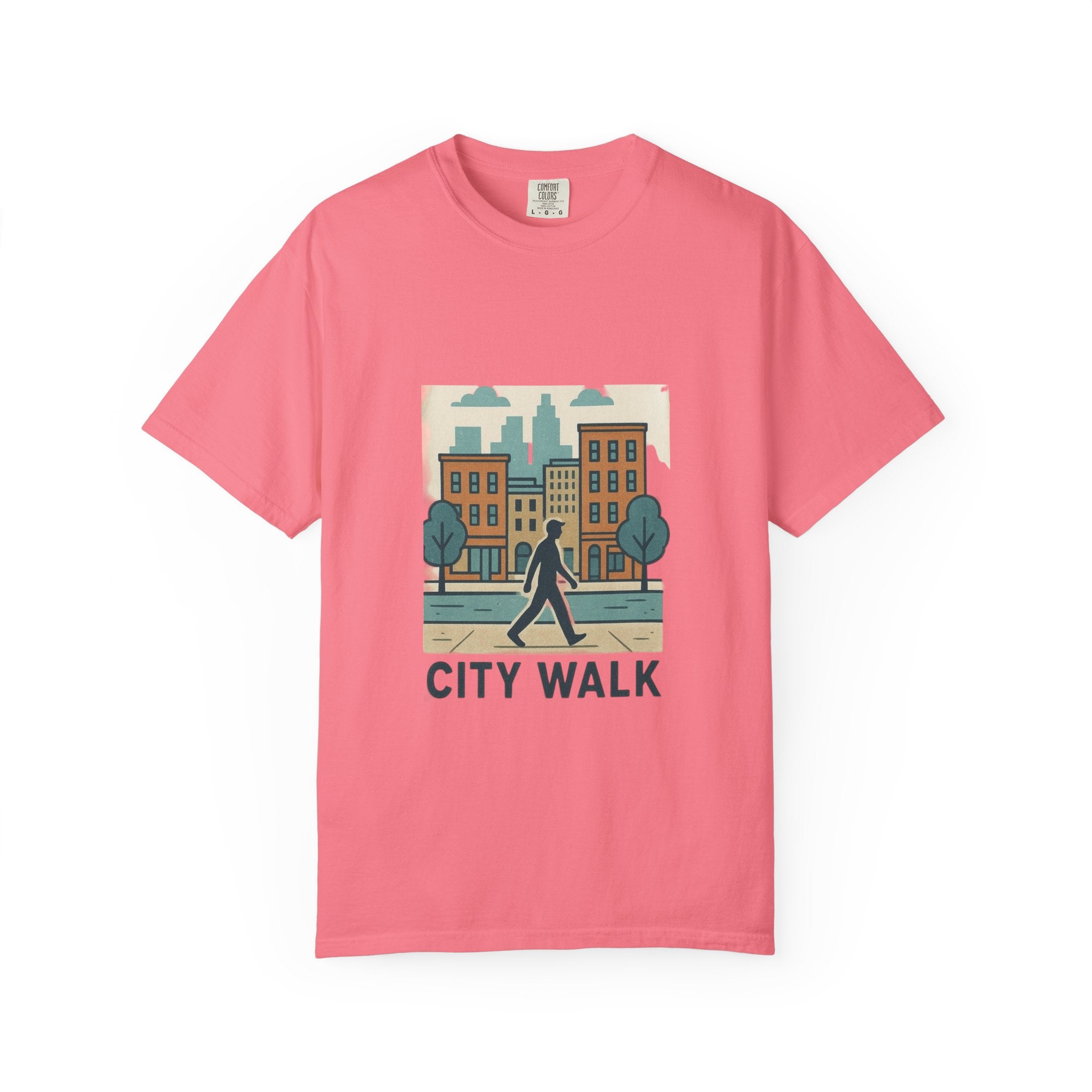 City Walk Unisex Garment-Dyed T-shirt, Urban Streetwear, Casual Fashion, Gift for City Lovers, Travel Enthusiast Apparel Printify