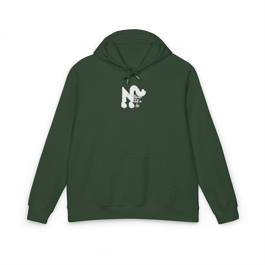 Raglan Hoodie - 'Never tell a lie' Embroidered Design Printify