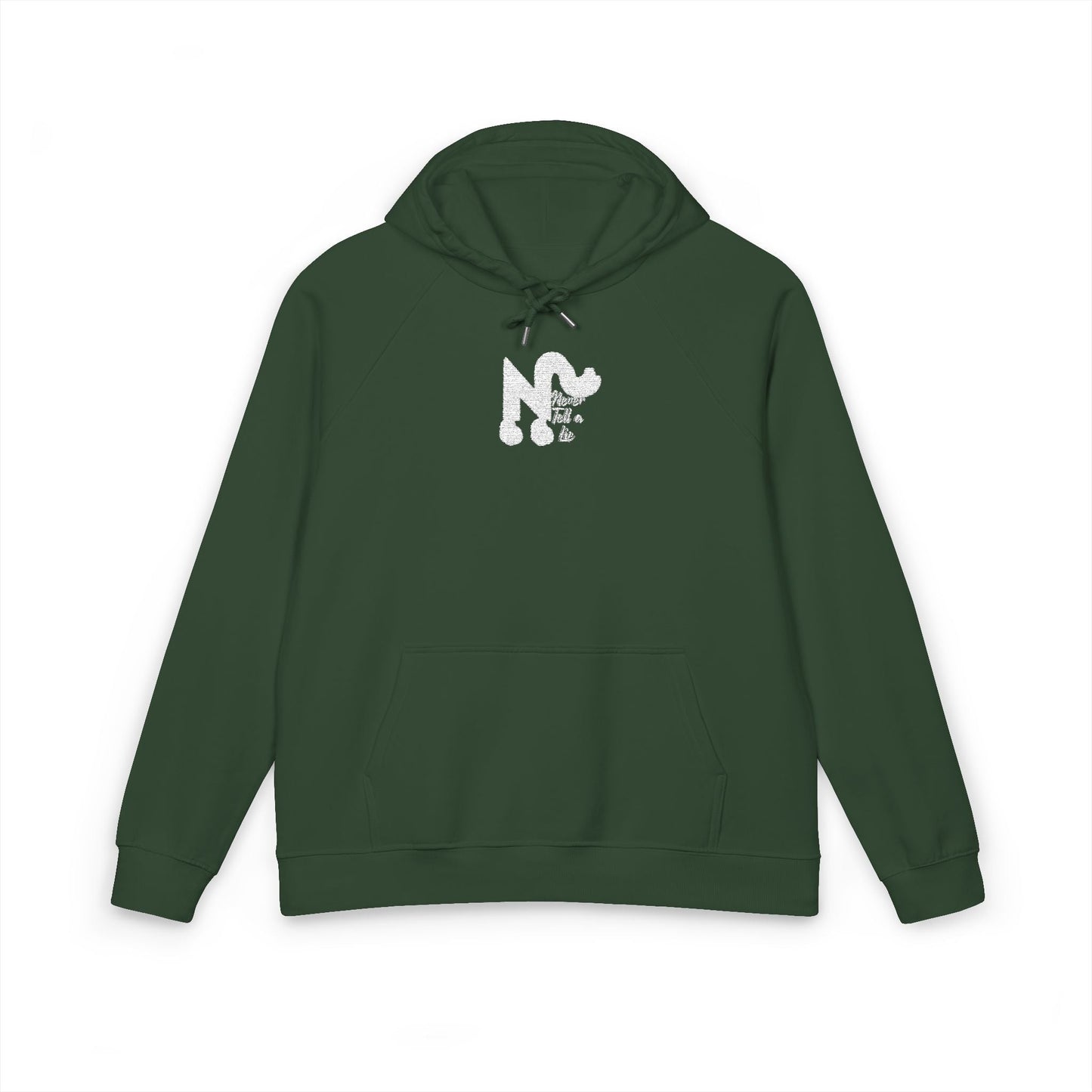 Raglan Hoodie - 'Never tell a lie' Embroidered Design Printify