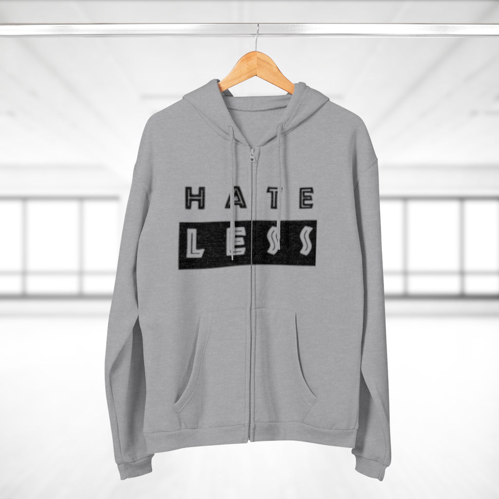 Unisex Hate Less Zip Hoodie - Comfortable & Stylish Sweatshirt for Positive Vibes