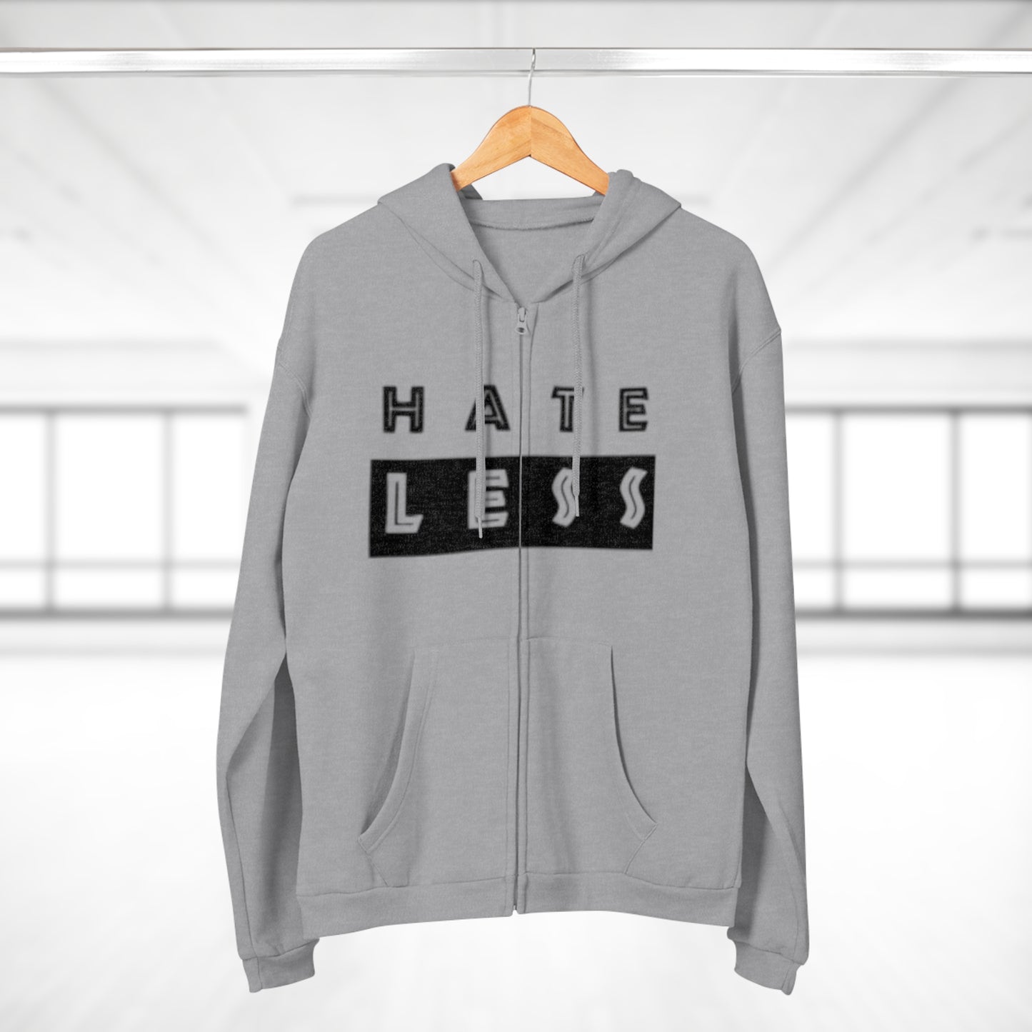 Unisex Hate Less Zip Hoodie - Comfortable & Stylish Sweatshirt for Positive Vibes
