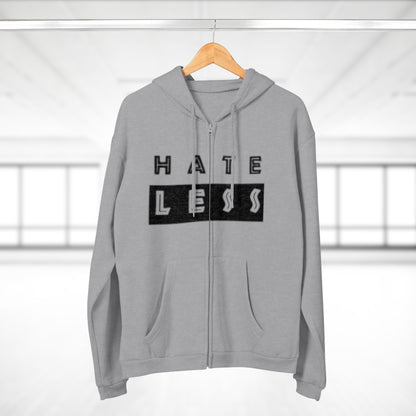 Unisex Hate Less Zip Hoodie - Comfortable & Stylish Sweatshirt for Positive Vibes