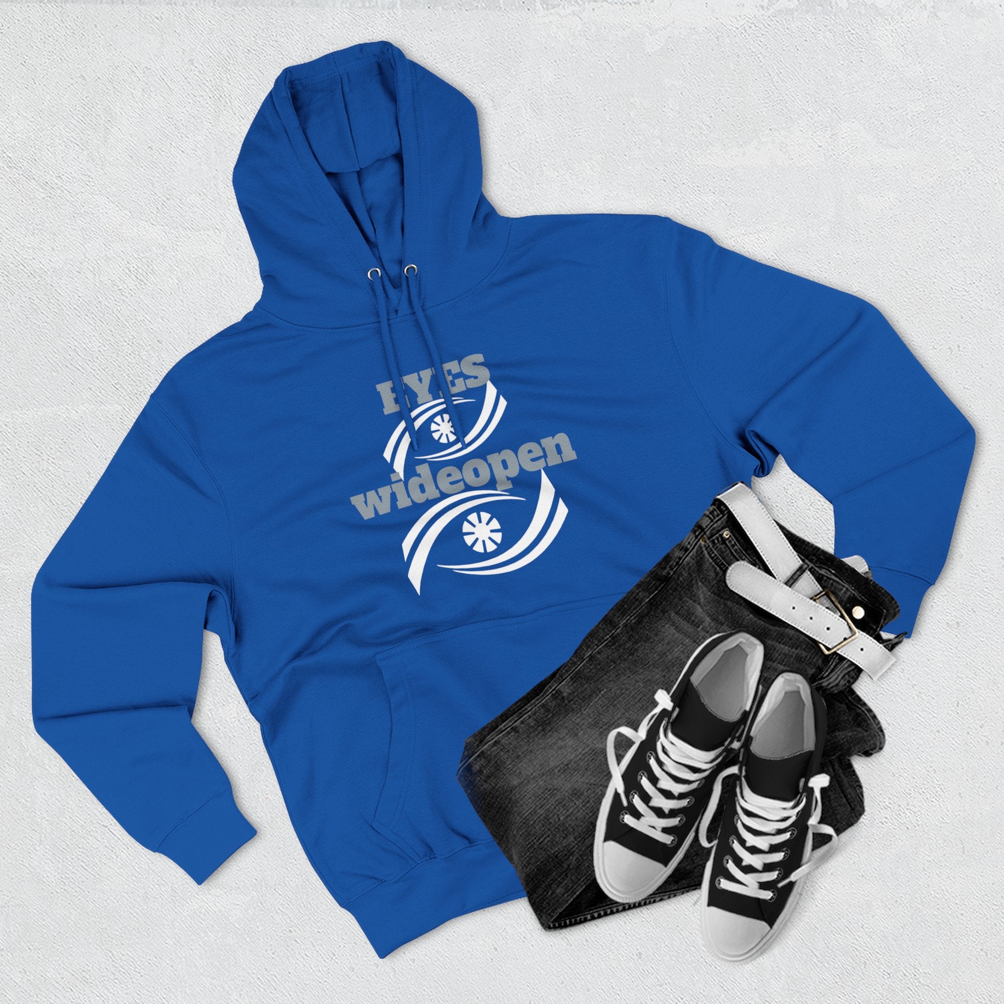 Fleece Hoodie, Cozy Warmth, Casual Style, Perfect for All Seasons, Gift for Friends, EYES wideopen Design