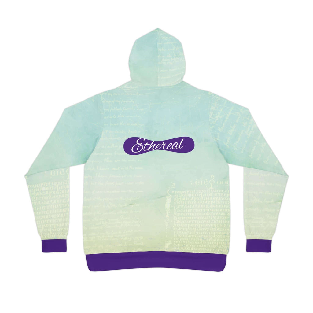 Ethereal Athletic Hoodie with Faded Script Design