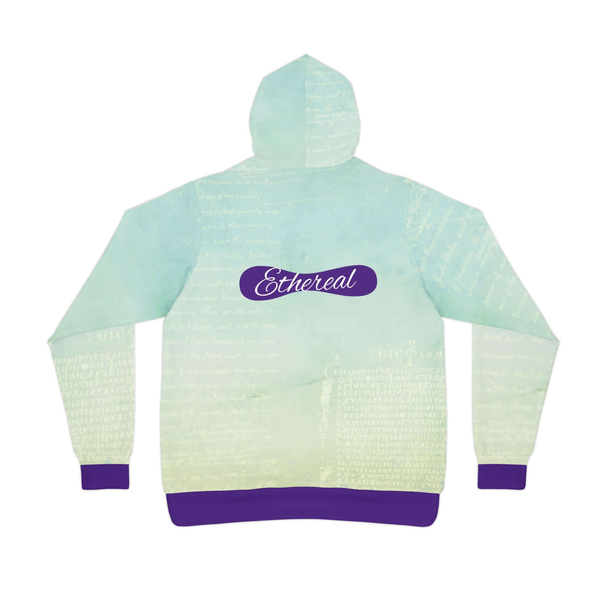 Ethereal Athletic Hoodie with Faded Script Design