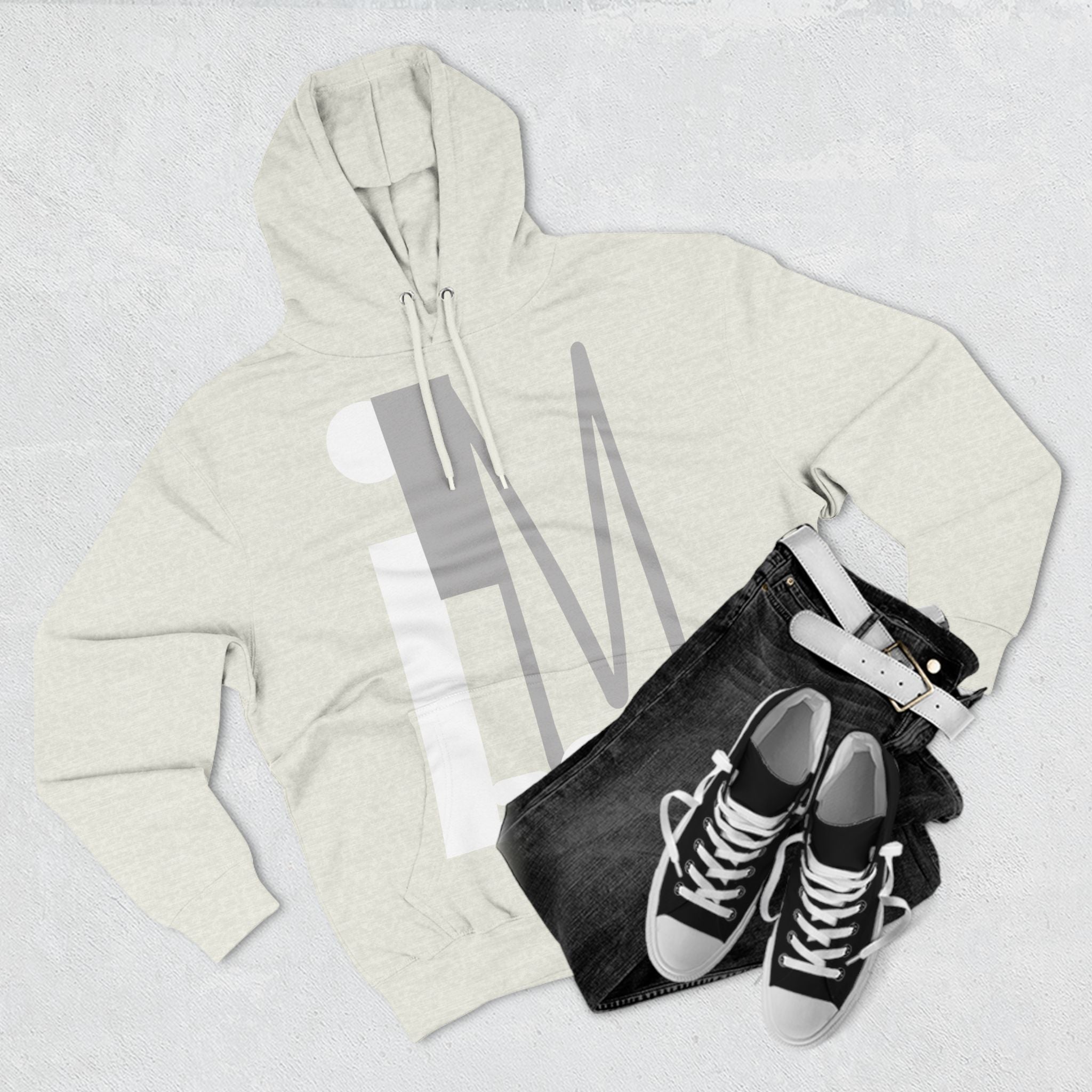 Hoodie with 'I'M zOk' Design - Three-Panel Fleece