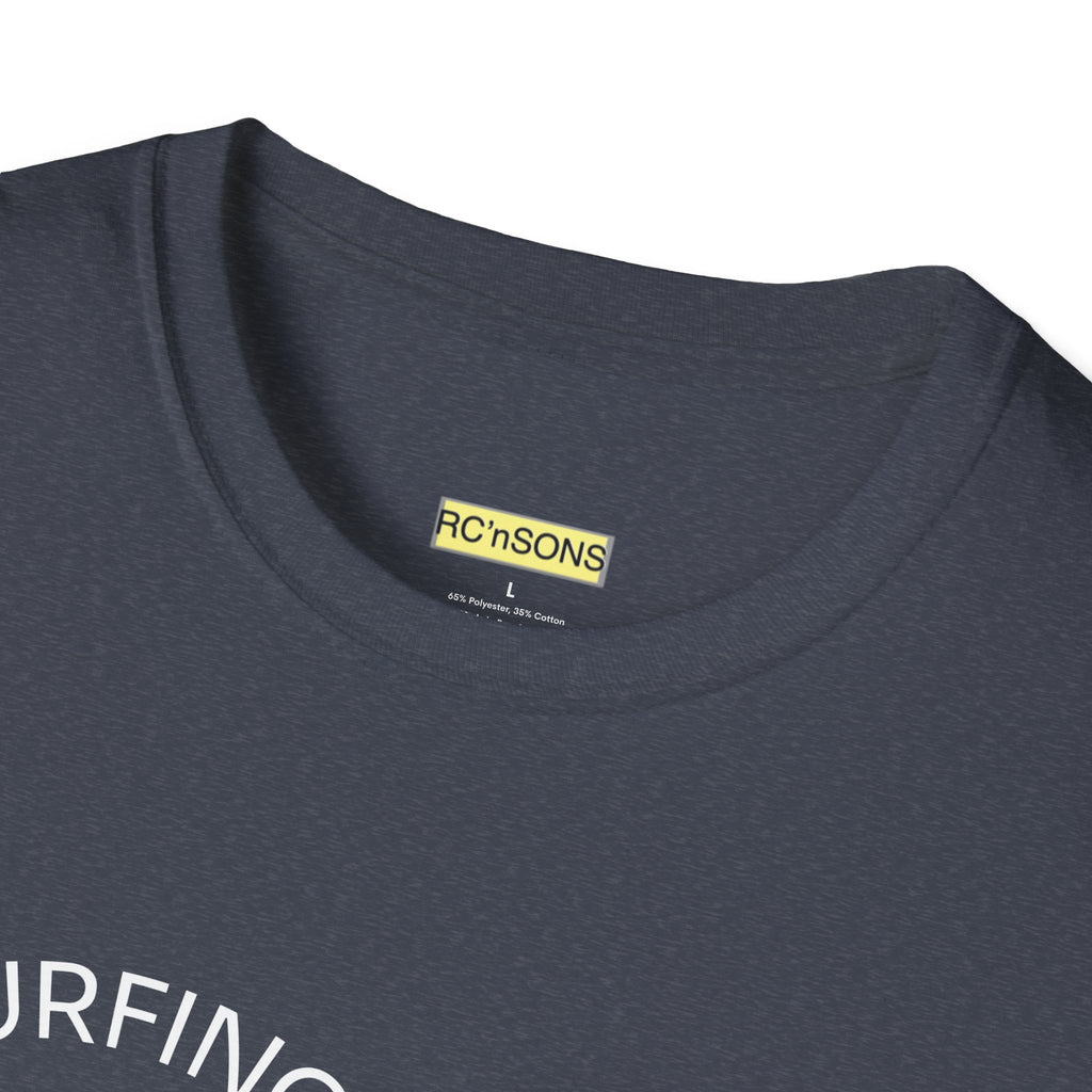 Surfing the Wave Unisex Softstyle T-Shirt, Beachwear, Summer Apparel, Gift for Surfers, Casual Tee, Surfing Theme Shirt