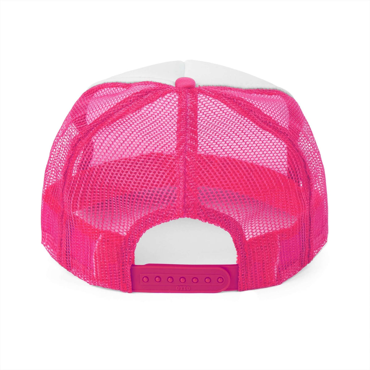 Back view of RC'nSONS Sunny Resort Cap in vibrant pink with mesh design and adjustable strap.