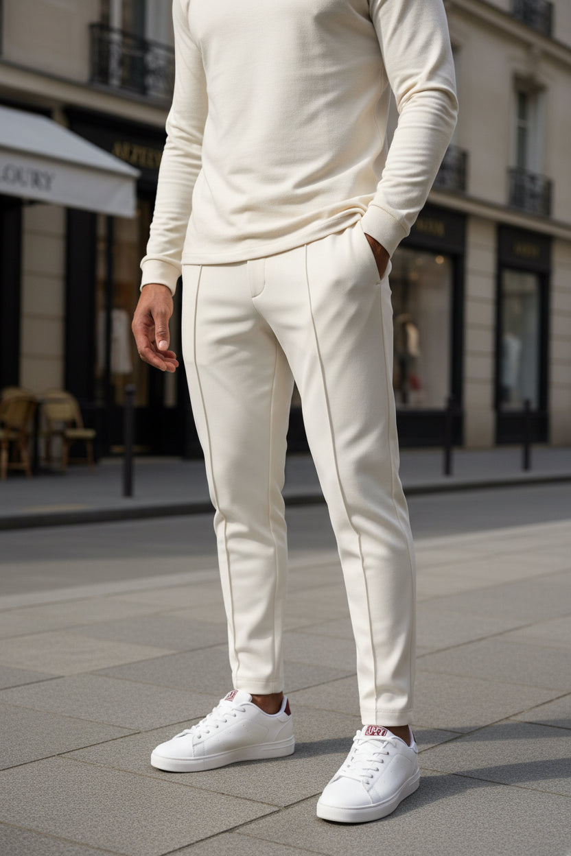 Men's Low-Top Leather Sneakers — Clean White Casual Trainers with APEX Logo