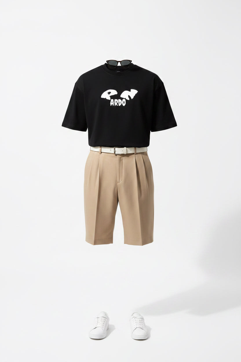 Boxy Men's Tee — Minimal Chest Logo Casual Shirt