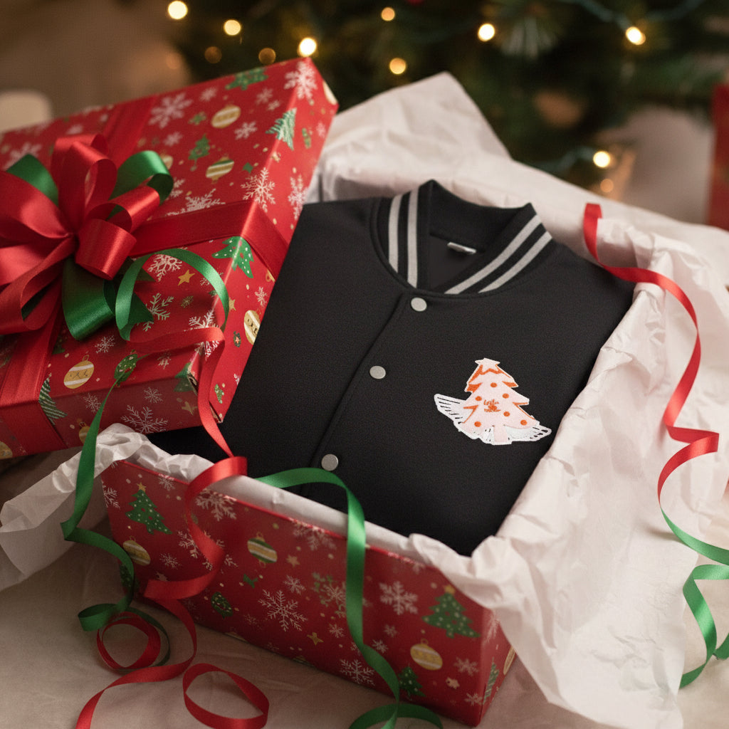 Letterman Jacket - 'hello santa' Design Printify