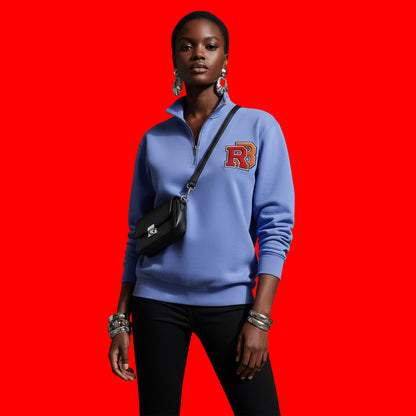 Quarter-Zip Sweatshirt — Retro 'RB' Varsity Logo Pullover Printify
