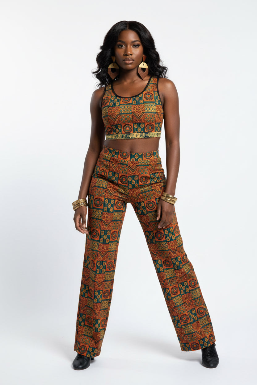 African Pattern Sports Bra — Bold All-Over-Print Activewear