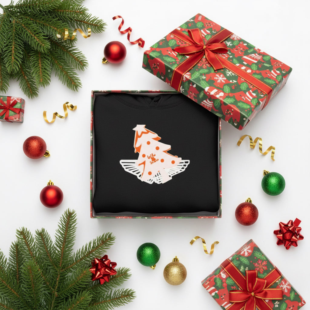 Cropped Hoodie with 'hello Santa' Design Printify